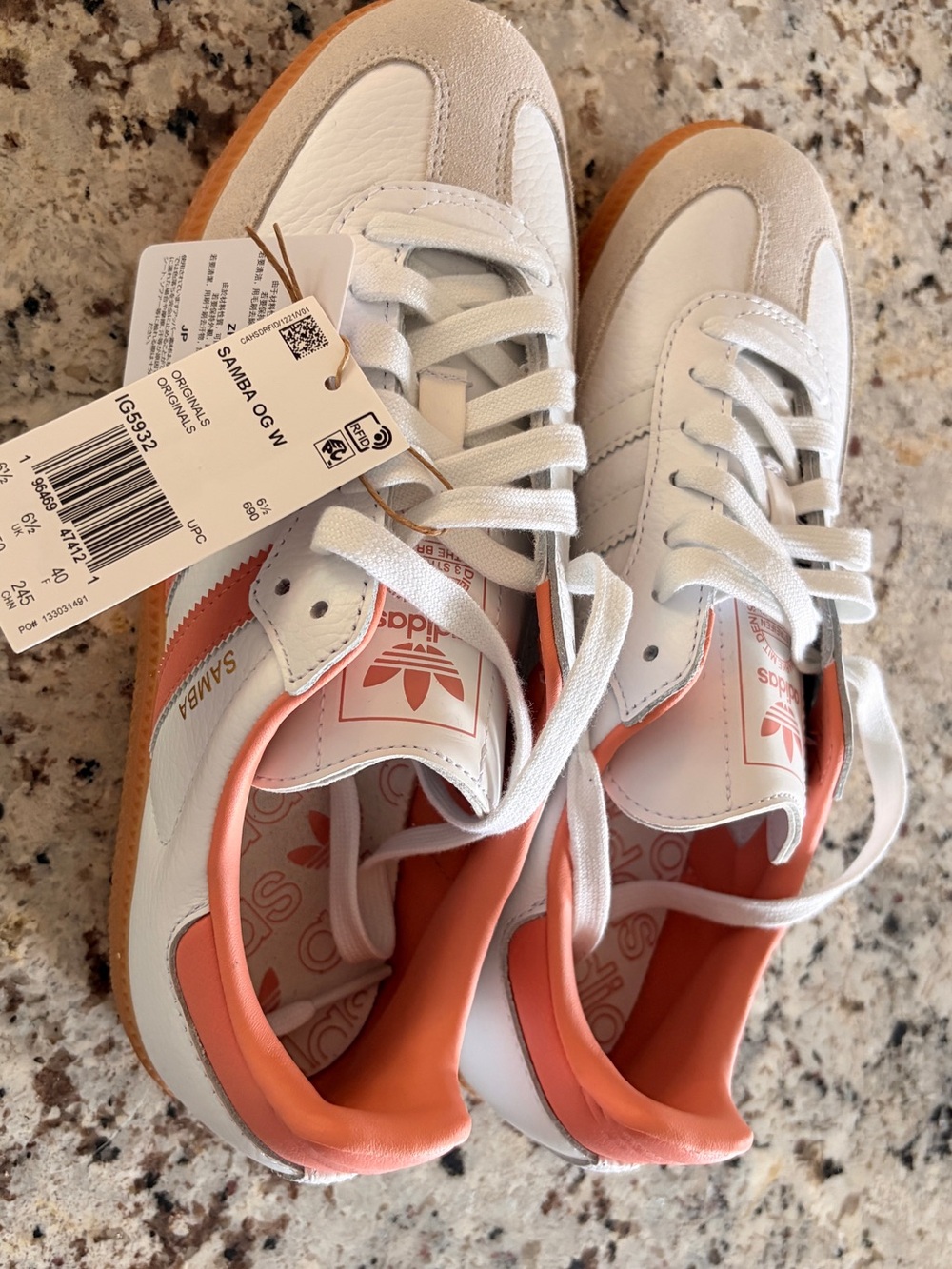 adidas Samba OG W White with Coral Pink Leather Sneakers